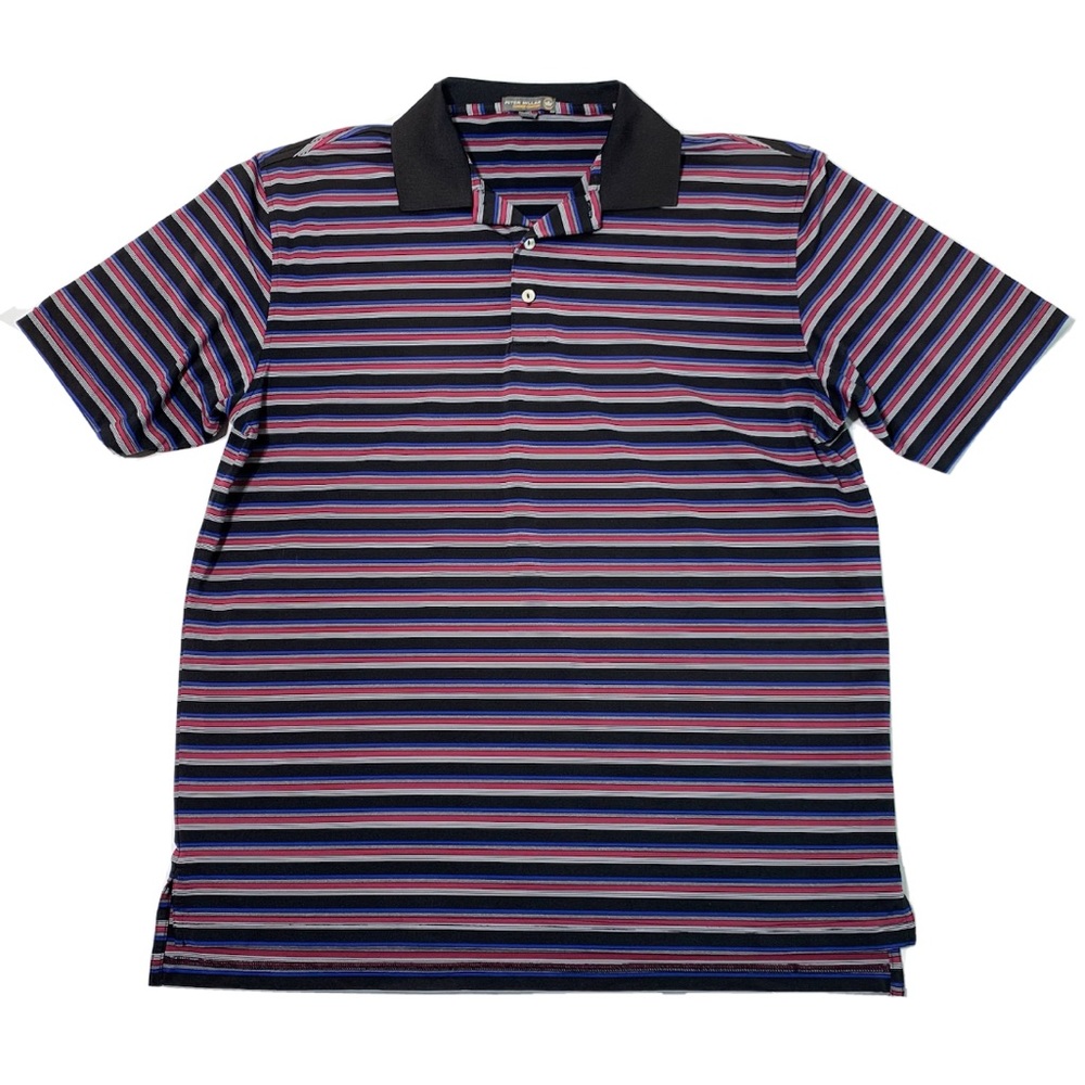 Peter Millar Summer Comfort Performance Golf Polo Mens Size L Striped Athletic